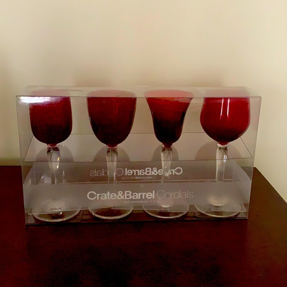 Crate&Barrel Dining Nib Cratebarrel Set Of 4 Red Cordial Glasses Poshmark